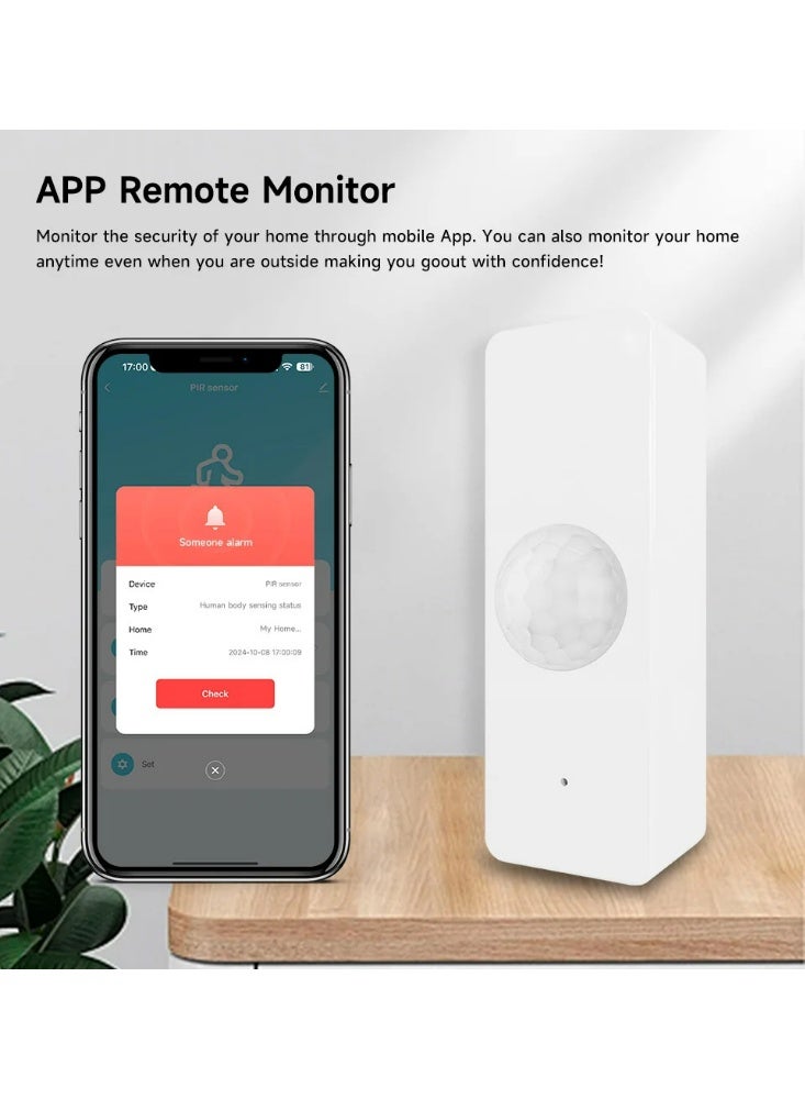 Tuya WiFi PIR Motion Sensor with App Remote Alert, 105° Infrared Human Motion Detection, Smart Home Security Motion Detector Sensor - Image 2